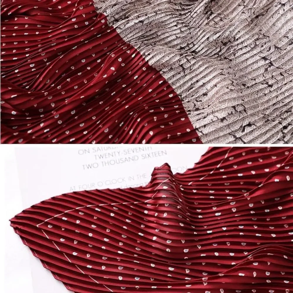 Pleated Paisley Wine Scarf